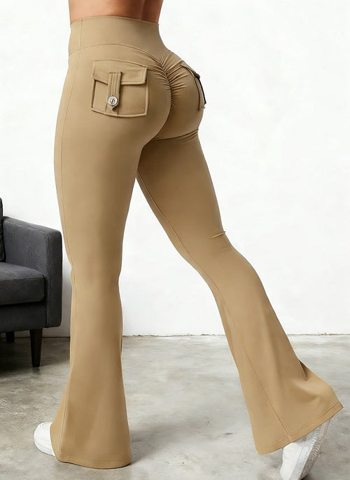 Yoga Fitness Flared Pants With Pockets Ins Fashion Slim High Waist