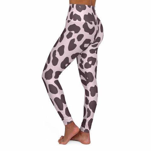 Womens High Waist Fitness Leggings / Yoga Pants - Pink Leopard