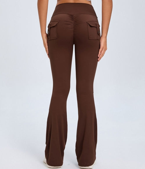 Yoga Fitness Flared Pants With Pockets Ins Fashion Slim High Waist