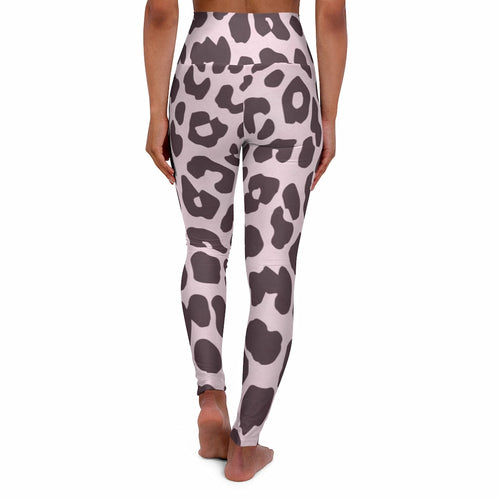 Womens High Waist Fitness Leggings / Yoga Pants - Pink Leopard
