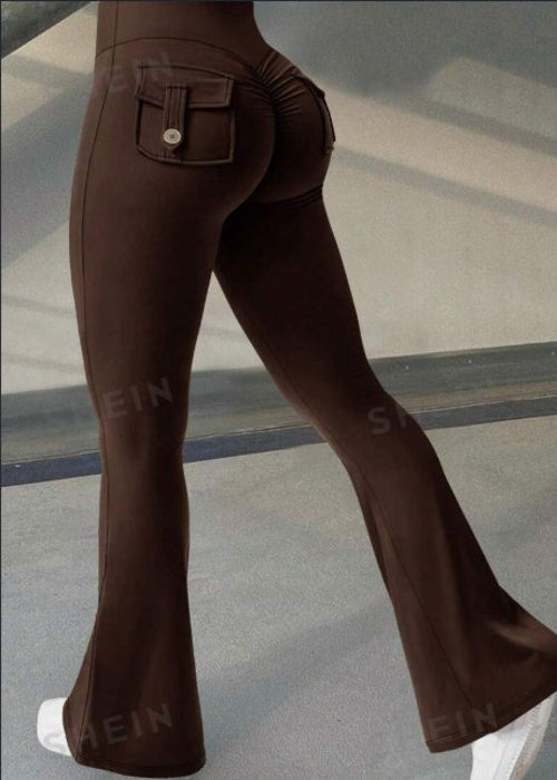Yoga Fitness Flared Pants With Pockets Ins Fashion Slim High Waist