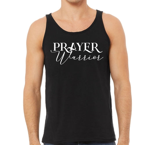 Mens Fitness Tank Top Graphic T-shirt Prayer Warrior Script Style