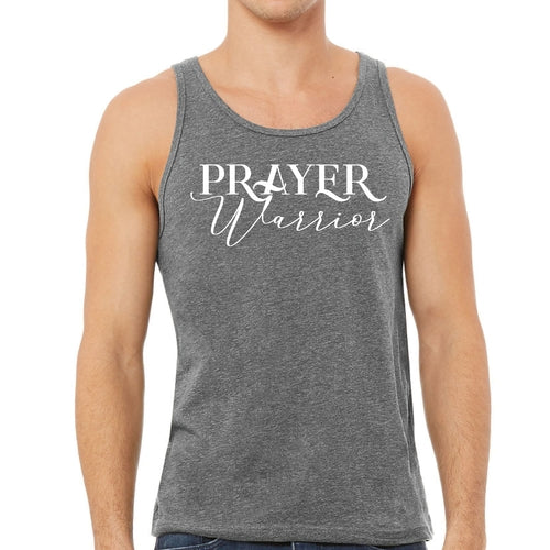Mens Fitness Tank Top Graphic T-shirt Prayer Warrior Script Style