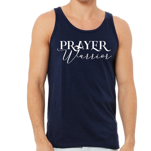 Mens Fitness Tank Top Graphic T-shirt Prayer Warrior Script Style