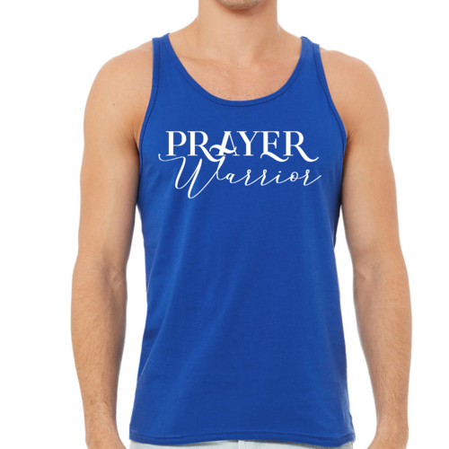 Mens Fitness Tank Top Graphic T-shirt Prayer Warrior Script Style