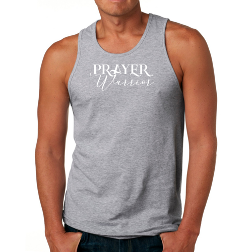 Mens Fitness Tank Top Graphic T-shirt Prayer Warrior Script Style