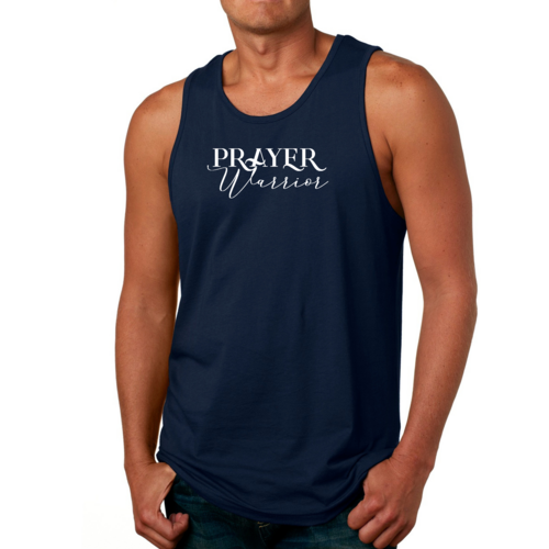 Mens Fitness Tank Top Graphic T-shirt Prayer Warrior Script Style