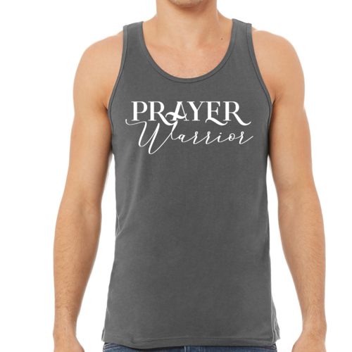 Mens Fitness Tank Top Graphic T-shirt Prayer Warrior Script Style