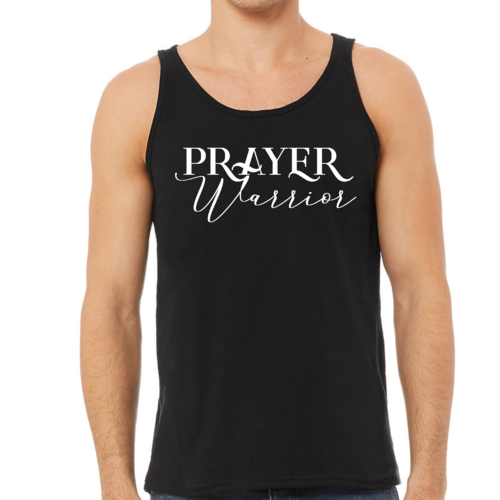 Mens Fitness Tank Top Graphic T-shirt Prayer Warrior Script Style