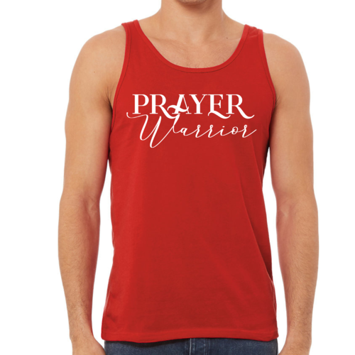 Mens Fitness Tank Top Graphic T-shirt Prayer Warrior Script Style