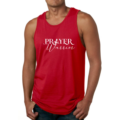 Mens Fitness Tank Top Graphic T-shirt Prayer Warrior Script Style