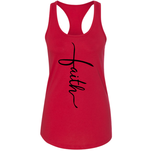 Womens Fitness Tank Top Graphic T-shirt - Faith Script Cross Black
