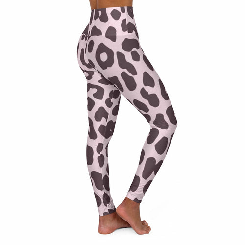 Womens High Waist Fitness Leggings / Yoga Pants - Pink Leopard